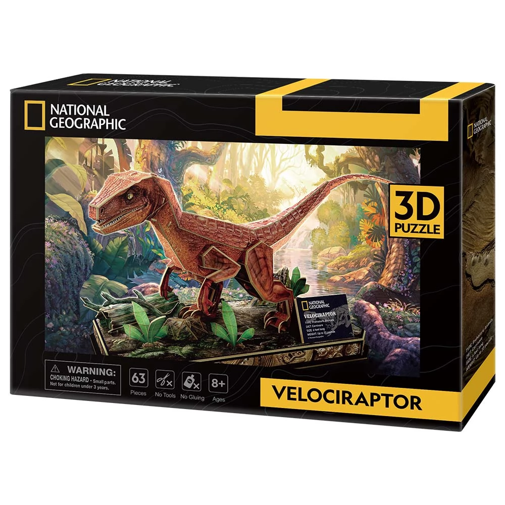 CUBICFUN 3D puzzle játék 63 darabos National Geographic Velociraptor