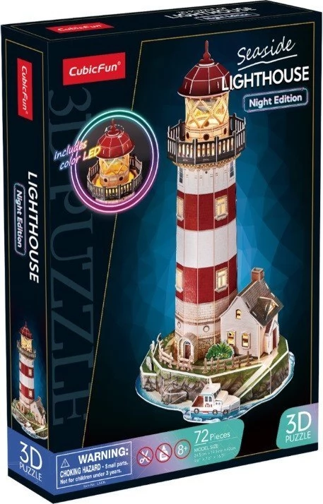 CUBICFUN 3D puzzle játék 72 darabos Világítótorony éjszakai változat LED világítással