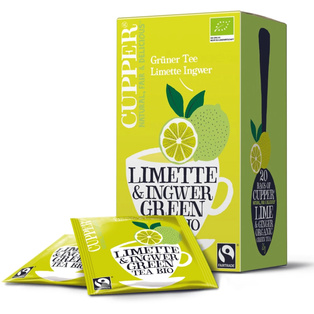 Cupper bio lime&ginger lime-gyömbér zöld tea 20 db 35 g