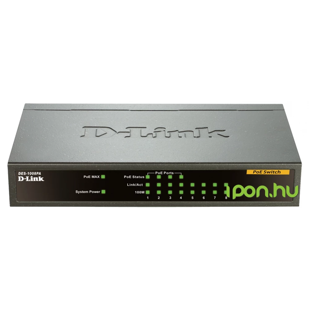 D-LINK DES-1008PA 8-Port Fast Ethernet PoE Unmanaged Desktop Switch