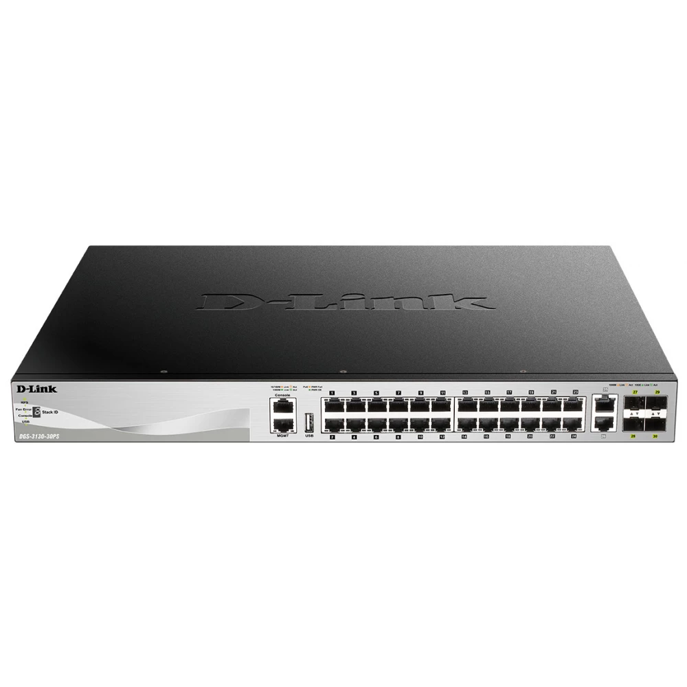 D-LINK DGS-3130-30PS/SI 30-Port Lite Layer 3 Stackable Managed Gigabit PoE Switch