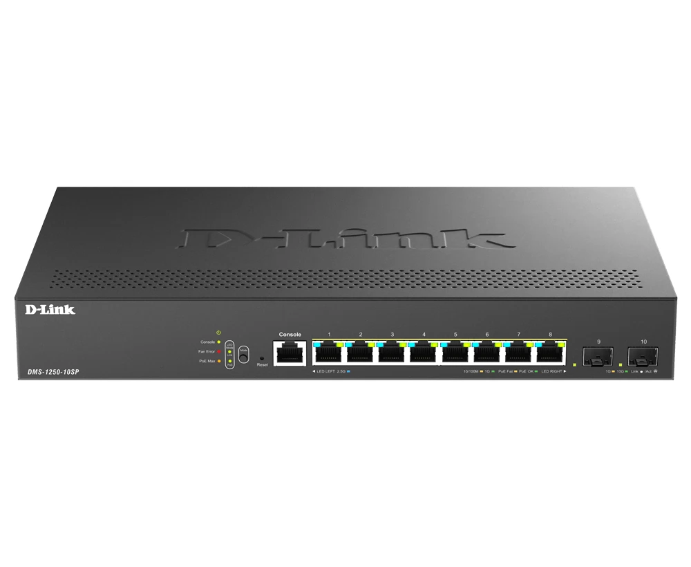 D-LINK DMS-1250-10SP 8-Port Multi-Gigabit Smart Managed Switch