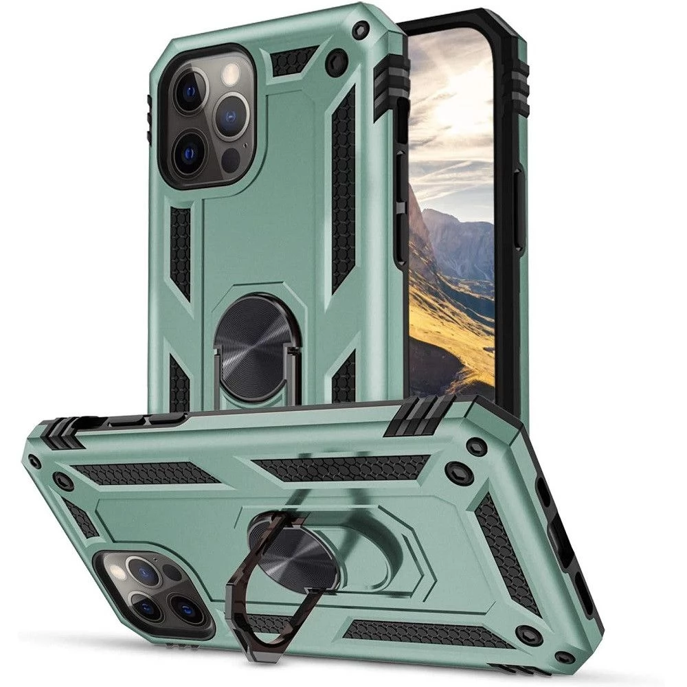 DEFENDER Műanyag hátlap telefontartó gyűrűvel Xiaomi Redmi Note 9 5G zöld