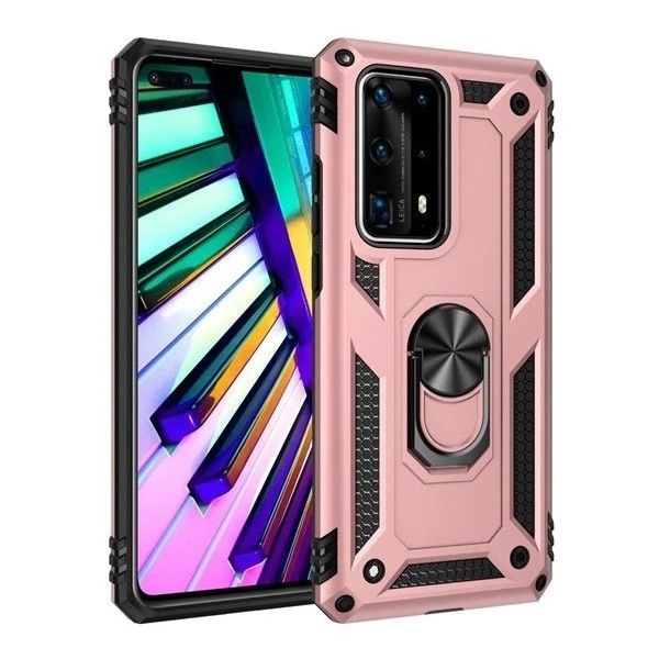 DEFENDER Műanyag hátlaptok telefontartó gyűrűvel Huawei Mate 30 Pro / 30 Pro 5G vörösarany