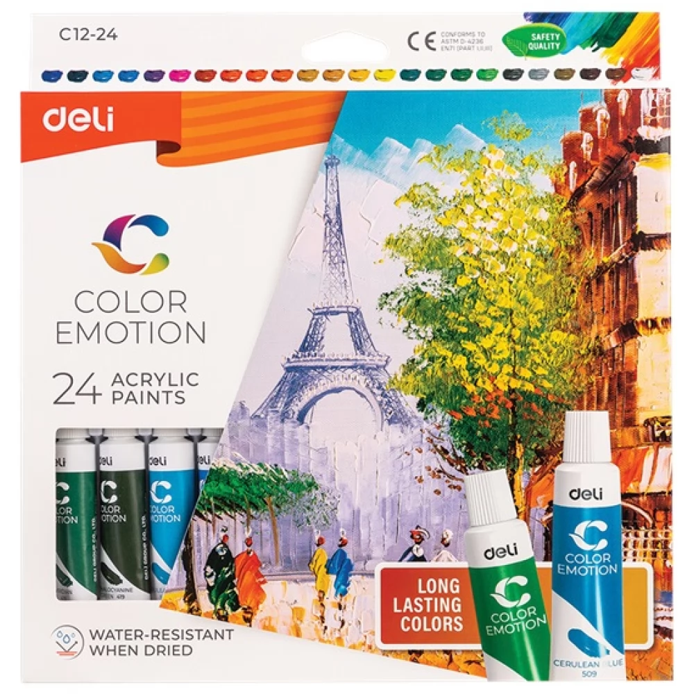 DELI Color Emotion (gouache) 12ml tempera készlet 24 különböző szín