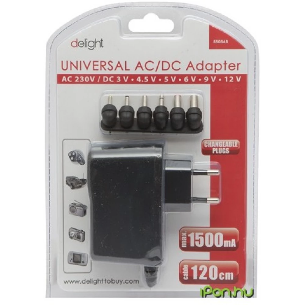 DELIGHT DC 12V 1500mA Univerzális Adapter