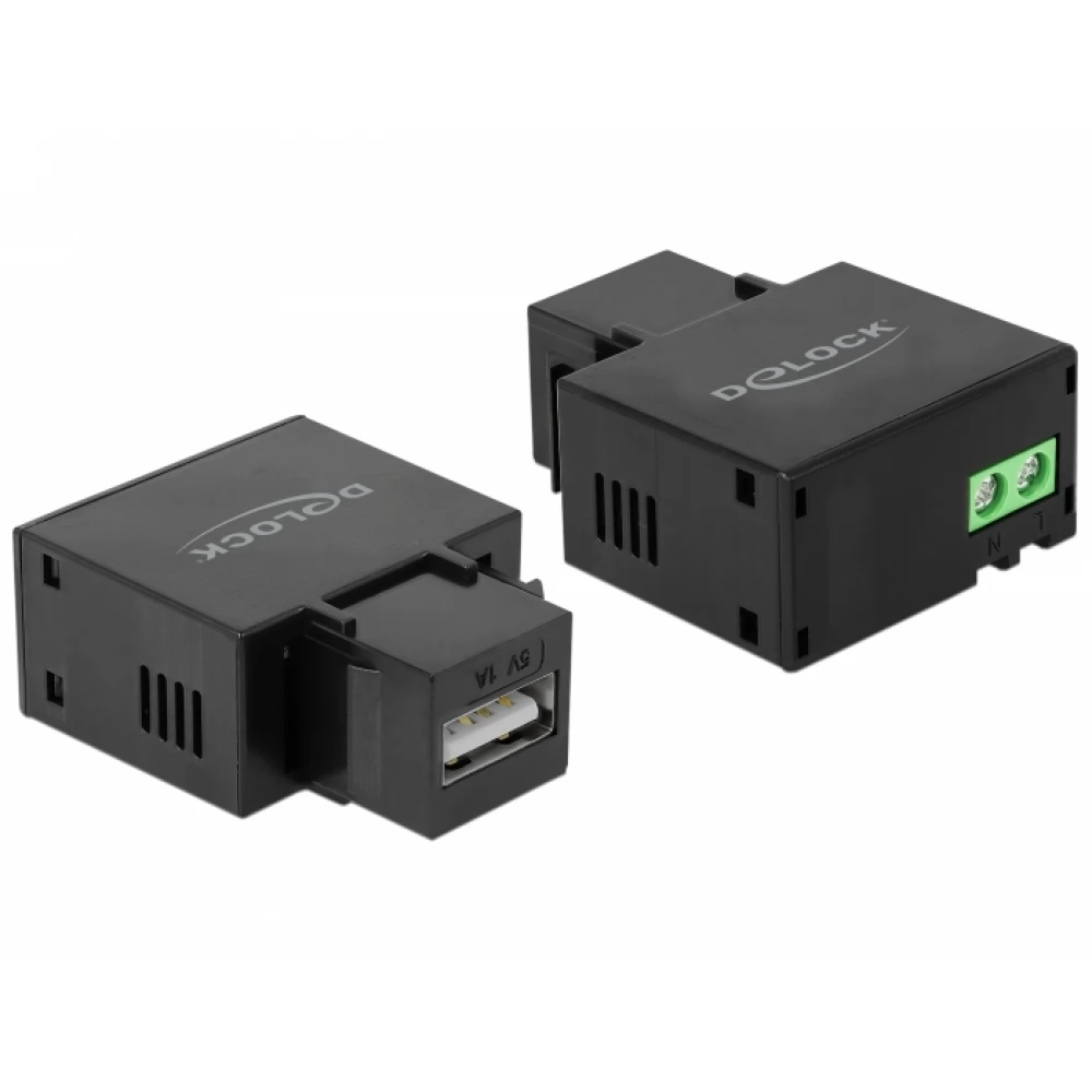 DELOCK 1 A-s fekete A-típusú USB töltő portos Keystone modul