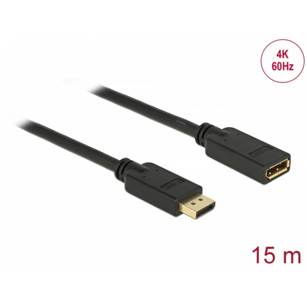 DELOCK DisplayPort 1.2/1.2a Hosszabbító Fekete 15m 84908