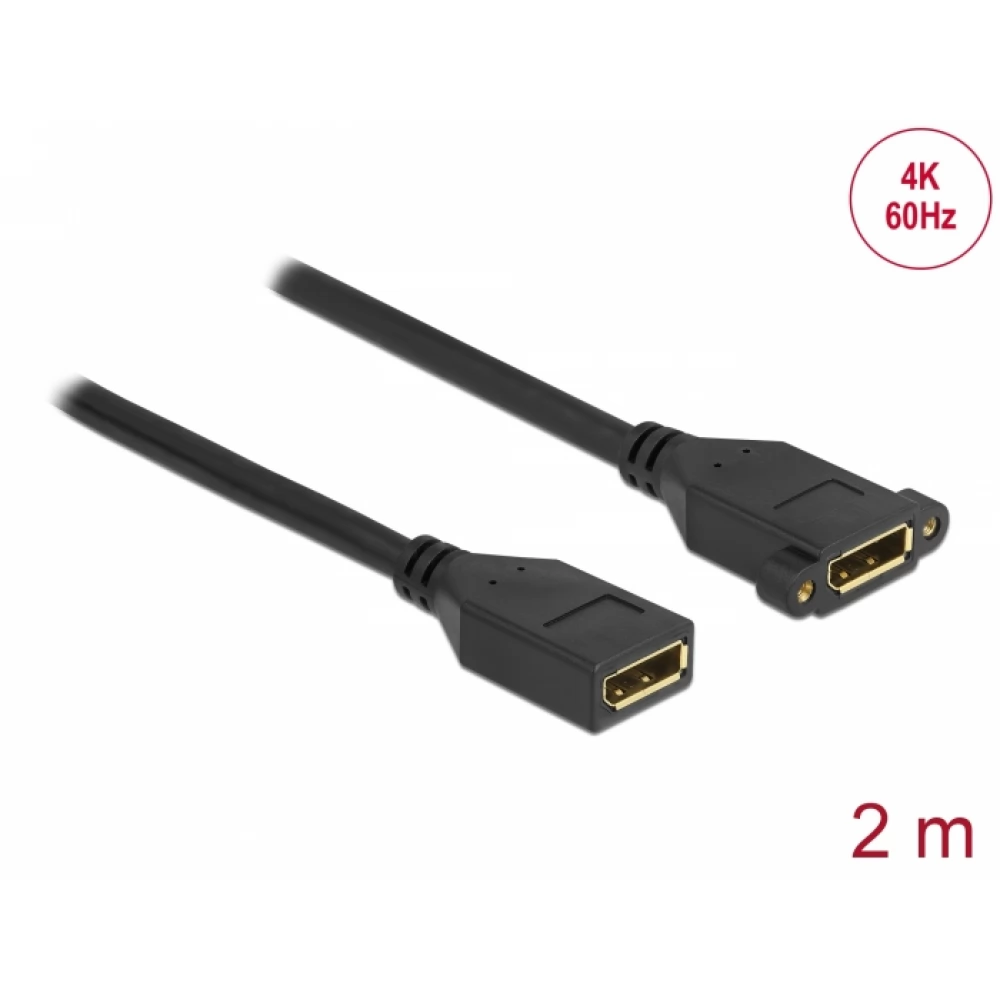 DELOCK DisplayPort 1.2/1.2a Összekötő Fekete 2m 87101
