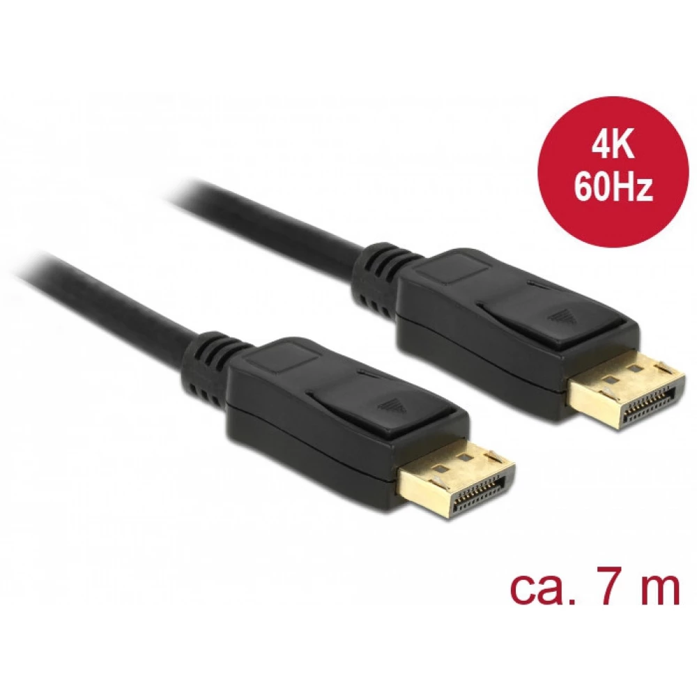 DELOCK DisplayPort 1.2/1.2a Összekötő Fekete 7m 84860