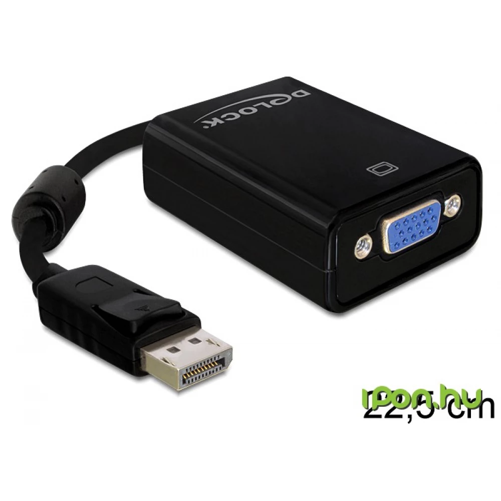 DELOCK DisplayPort 1.2/1.2a VGA/D-Sub Átalakító Fekete 22cm 61848