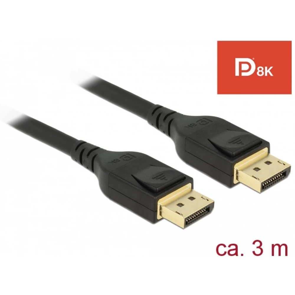 DELOCK DisplayPort 1.4 Összekötő Fekete 3m 85661