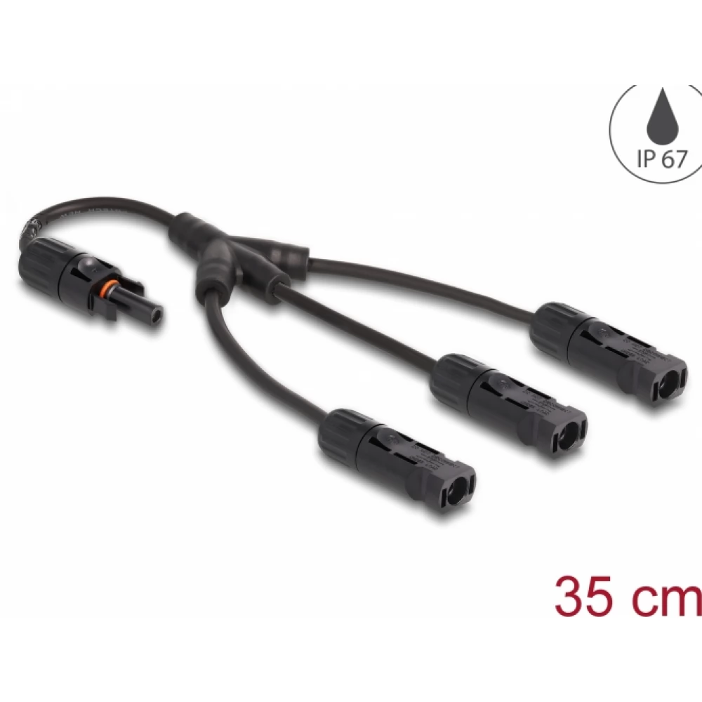 DELOCK DL4 szolár kábel elosztó 1 x anya - 3 x apa 35 cm fekete