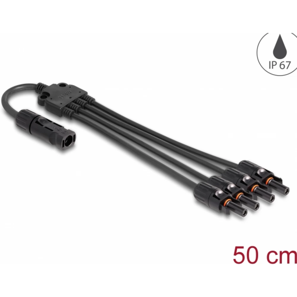 DELOCK DL4 szolár kábel elosztó 1 x apa - 4 x anya 50 cm fekete
