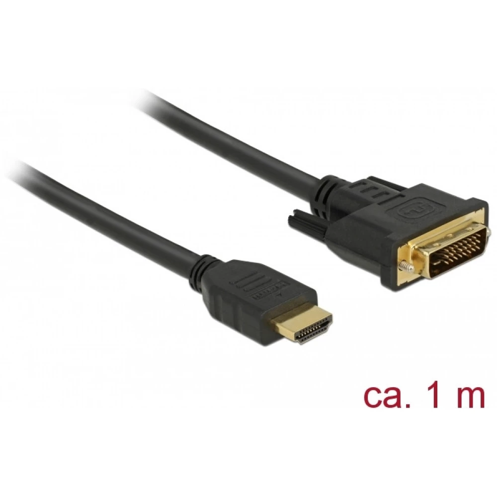 DELOCK HDMI DVI-D Átalakító Fekete 1m 85652