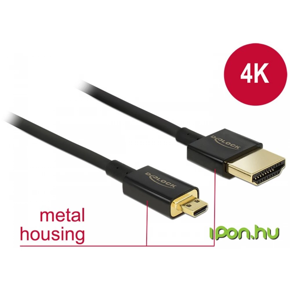 DELOCK HDMI Micro HDMI Átalakító Fekete 2m 84783