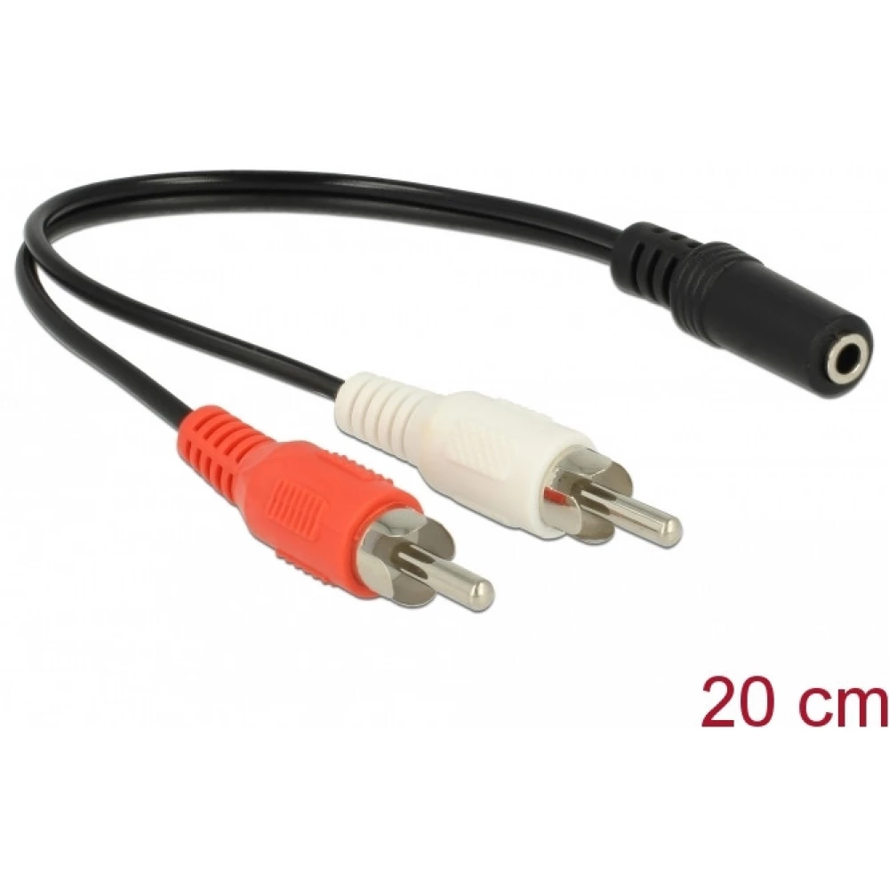 DELOCK Jack RCA Átalakító Fekete 20cm 85806