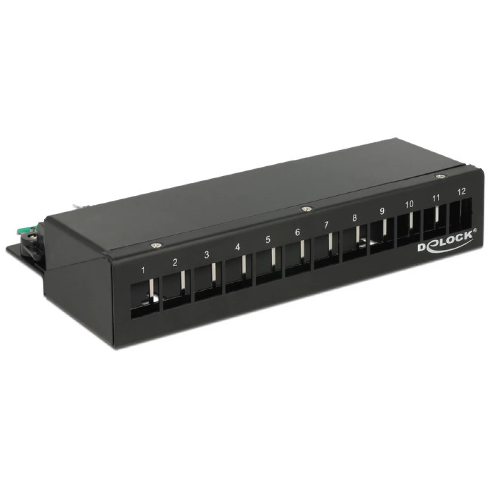 DELOCK Keystone Desktop Patch Panel 12 Port black