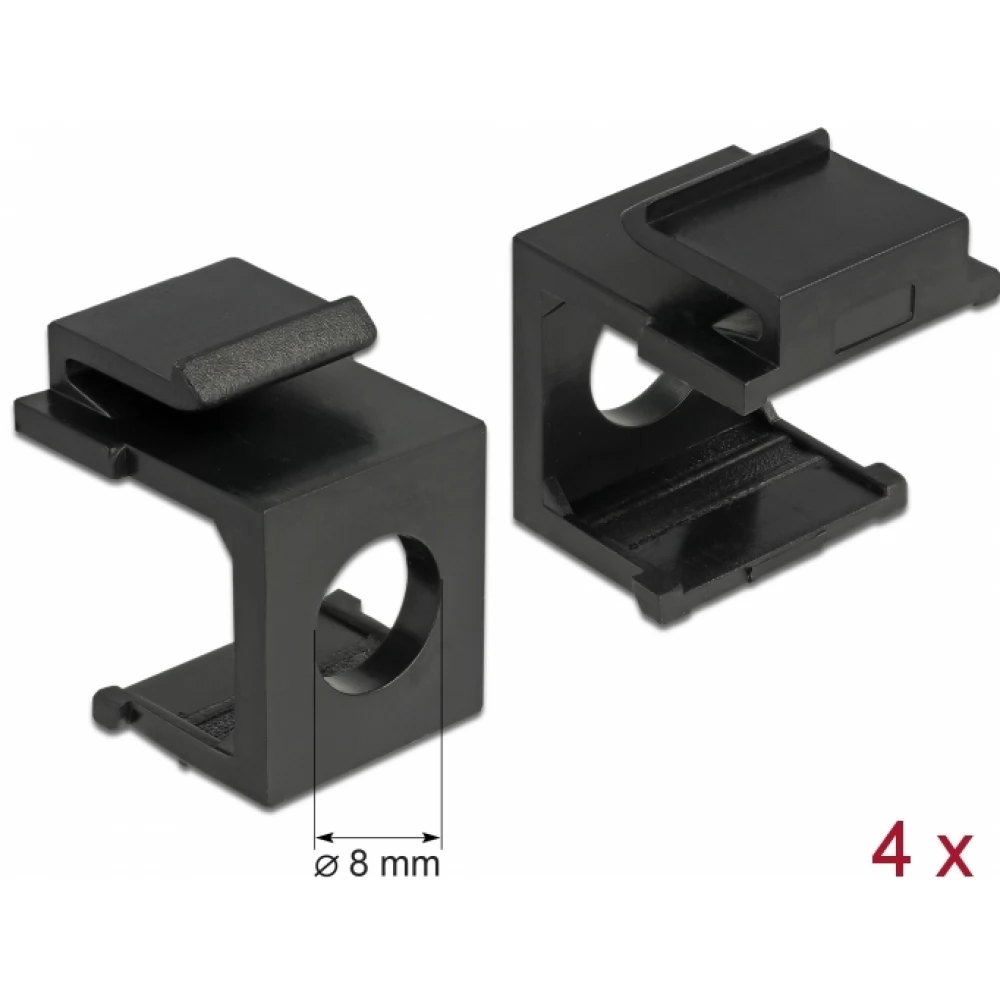 DELOCK Keystone fekete borító 8 mm-es lyukkal 4 db.