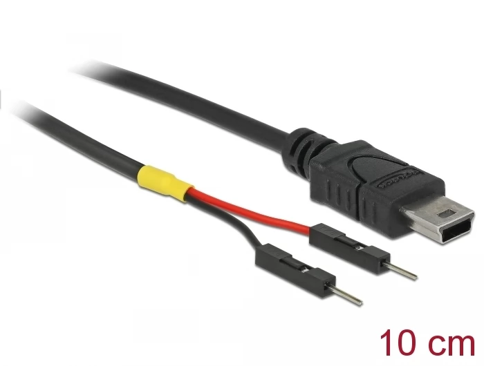 DELOCK Mini USB Pin header Táp Fekete 10cm 85412