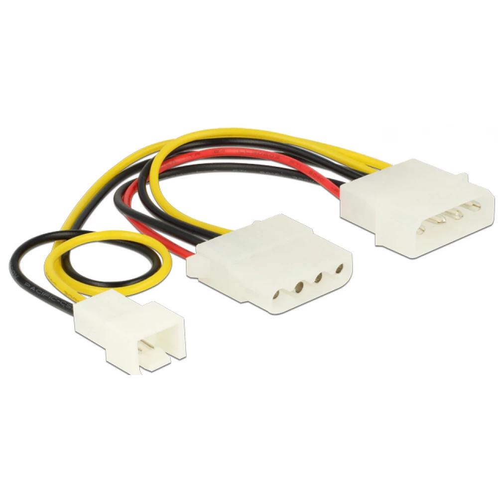 DELOCK Molex + 3pin Tápkábel Sárga 14cm 83658