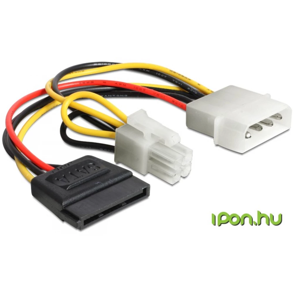 DELOCK Molex SATA + Táp Tápkábel Piros 15cm 60127
