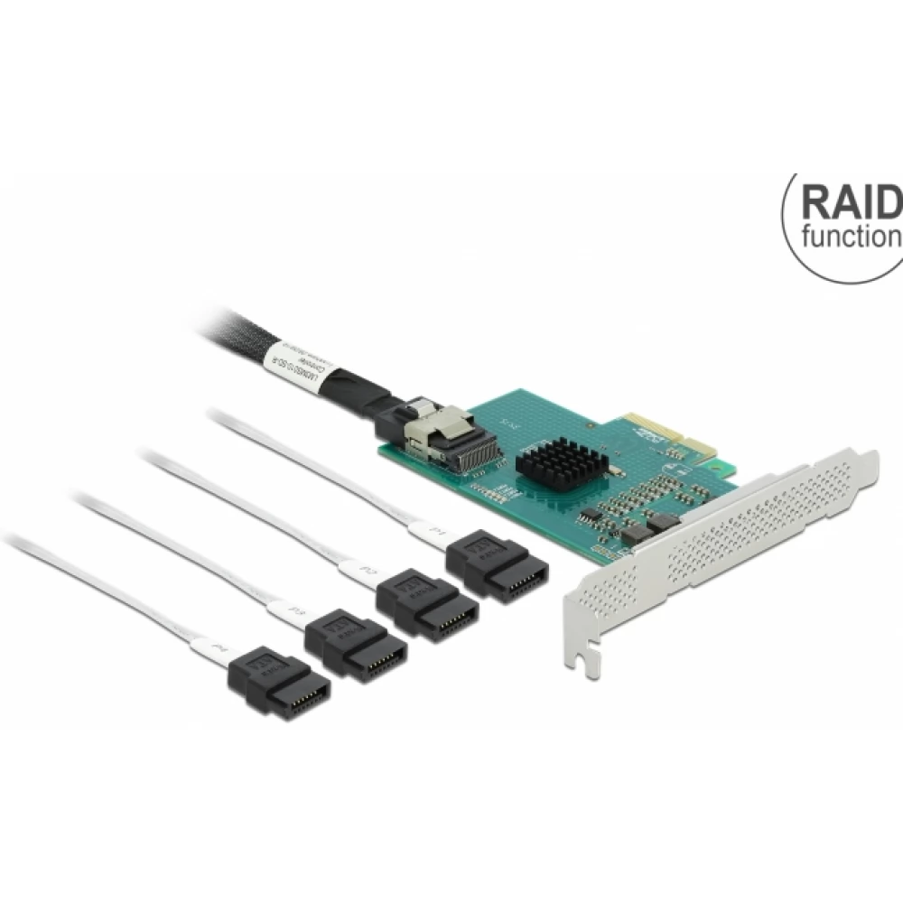 DELOCK PCI Express kártya 4 x SATA 6 Gb/s RAID és HyperDuo-hoz - alacsony profilú formatényező