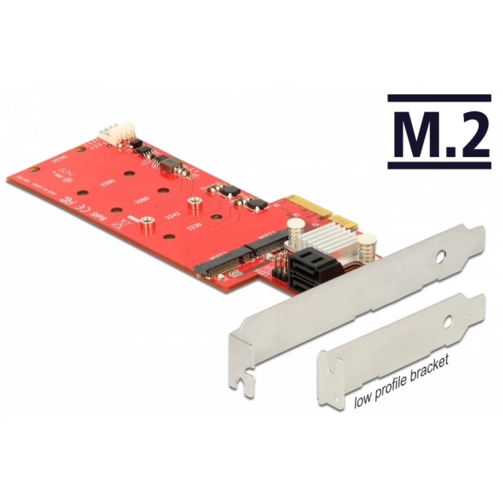 DELOCK PCI Express kártya - Hibrid 2 x belső M.2 + 2 x SATA 6 Gb / s RAID