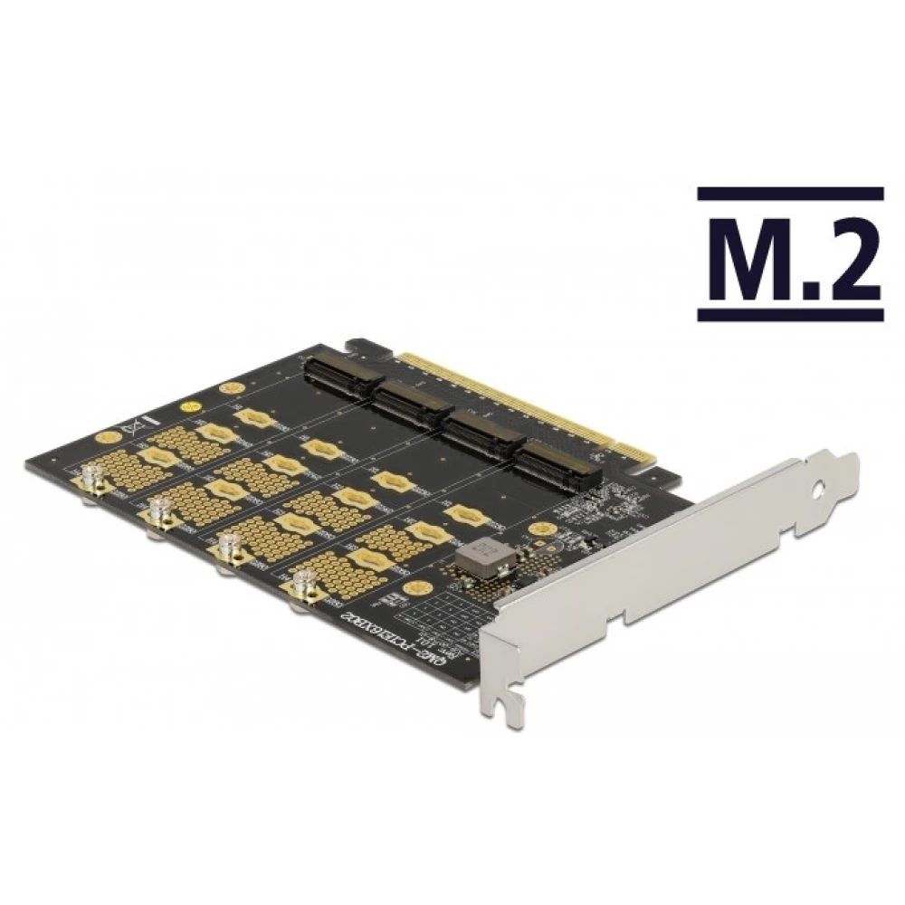 DELOCK PCI Express x16 kártya - 4 x belső NVMe M.2 Key M - elágazás