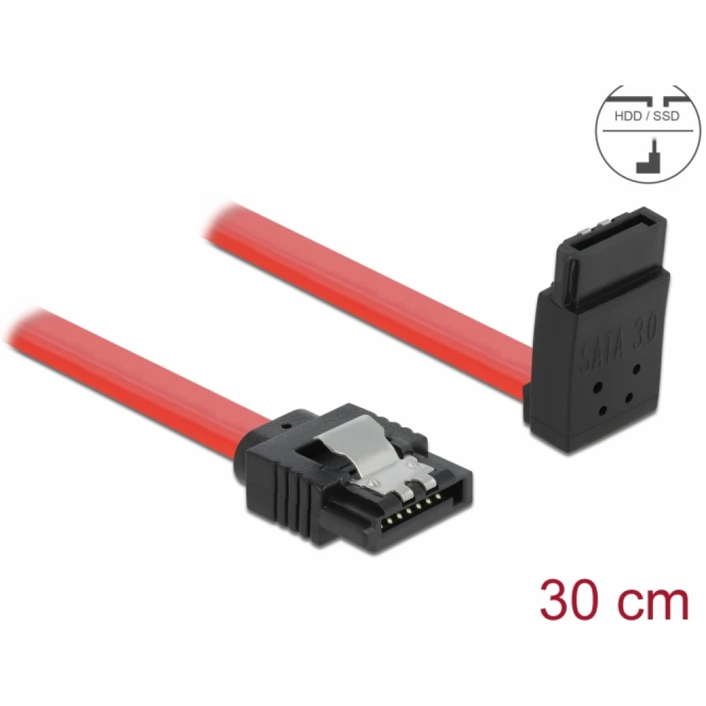 DELOCK SATA Összekötő Piros 30cm 83973