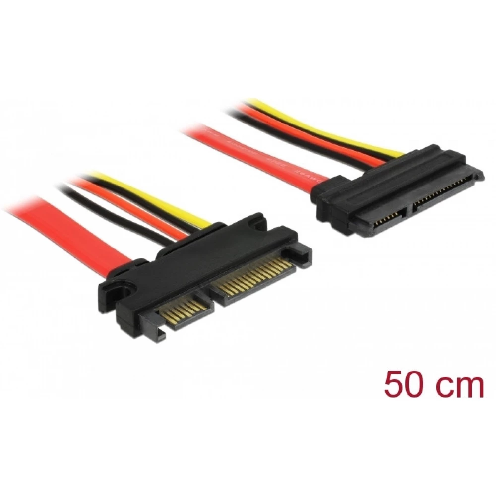 DELOCK SATA + Táp Hosszabbító Fekete 50cm 84361