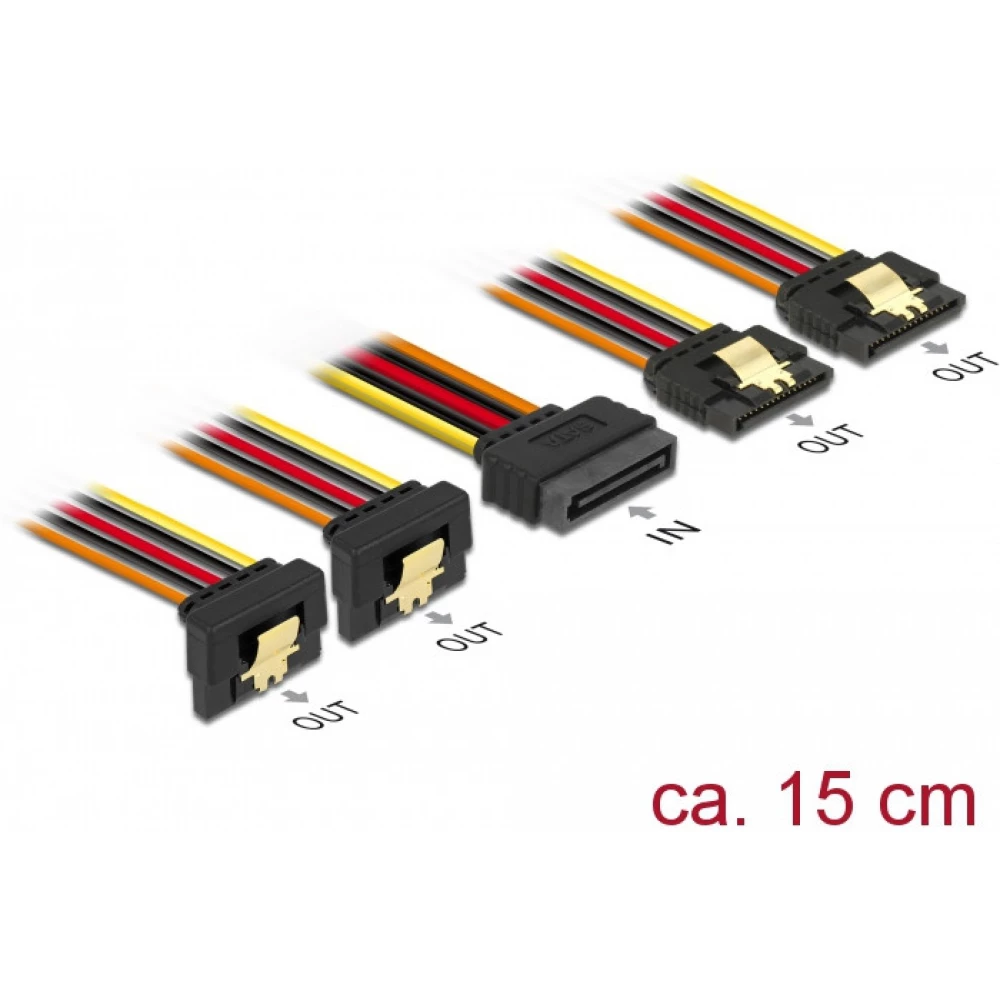 DELOCK SATA táp Tápkábel Fekete 15cm 60150
