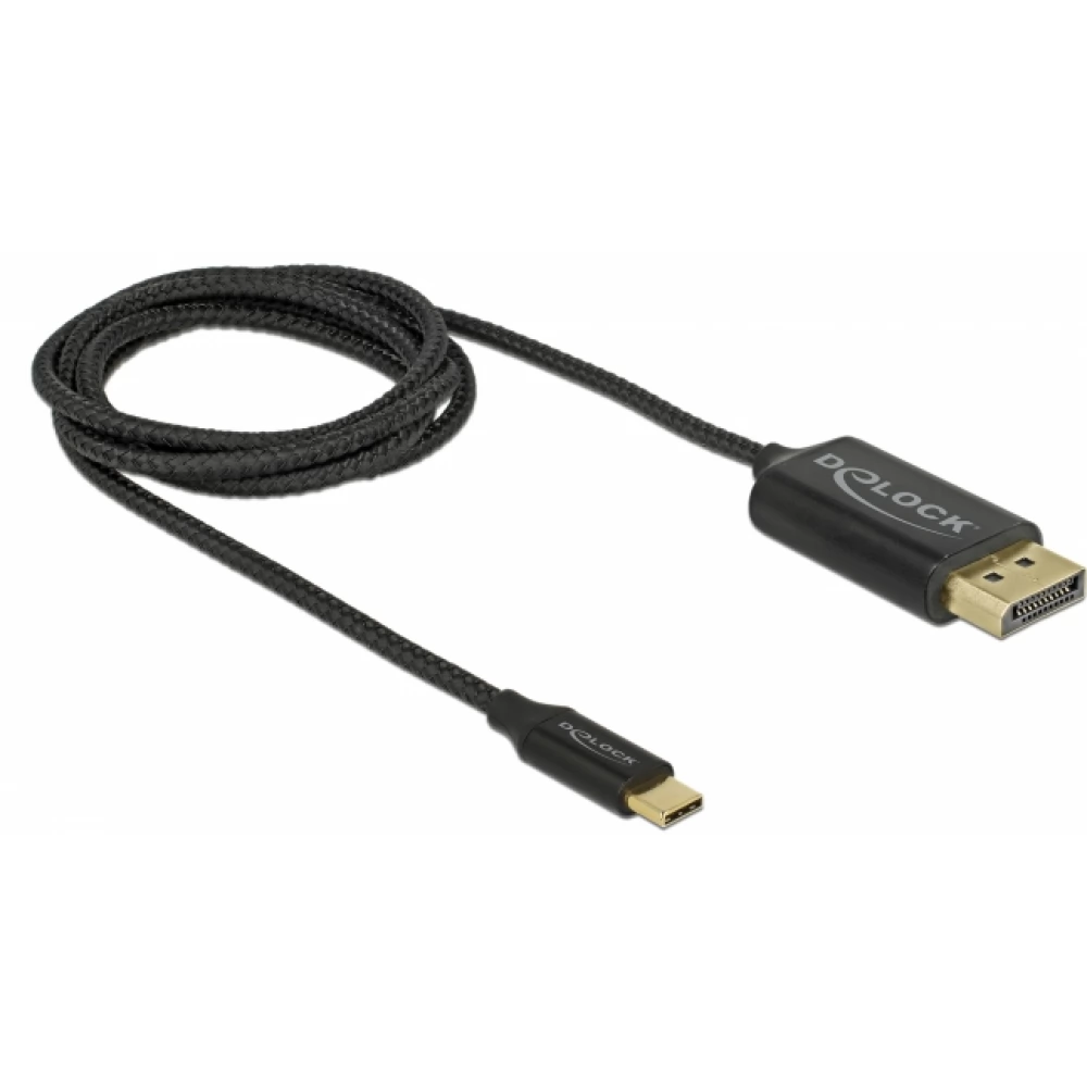 DELOCK USB 2.0 Type C DisplayPort 1.2/1.2a Átalakító Fekete 1m 83709