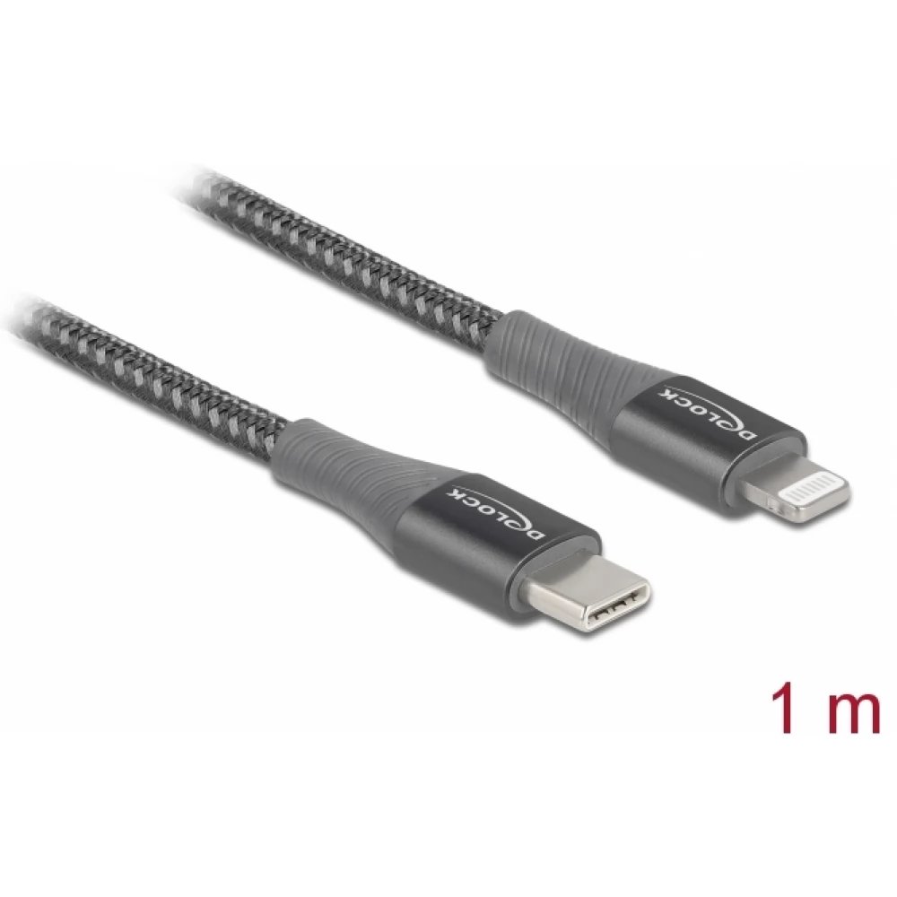 DELOCK USB 2.0 Type C Lightning Töltő/adat Szürke 1m 86631