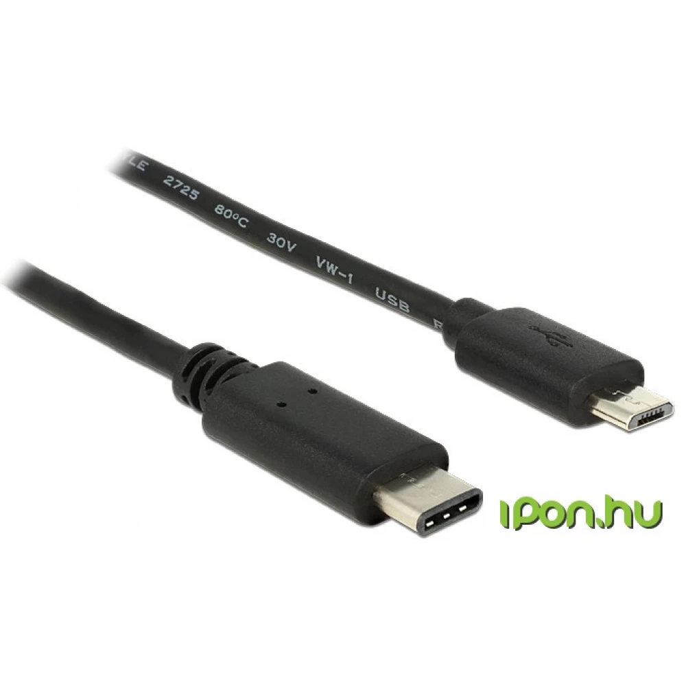 DELOCK USB 2.0 Type C Micro USB Átalakító Fekete 1m 83602