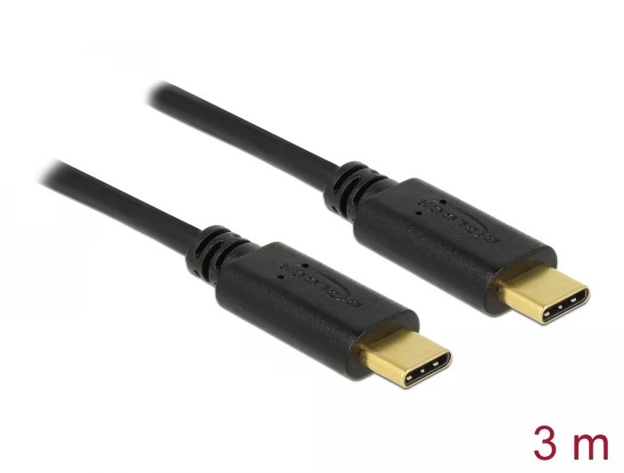 DELOCK USB 2.0 Type C Összekötő Fekete 3m 83867