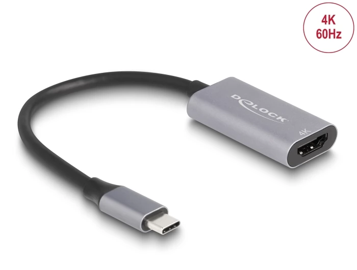 DELOCK USB 3.1 Type C HDMI 2.1 Átalakító Szürke-Fekete 15cm 60020