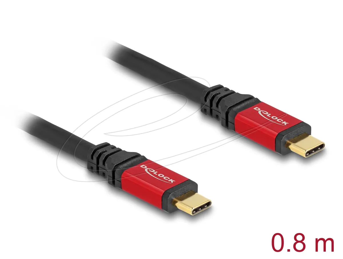 DELOCK USB 4.0 Type C Összekötő Fekete-Piros 80cm 80652