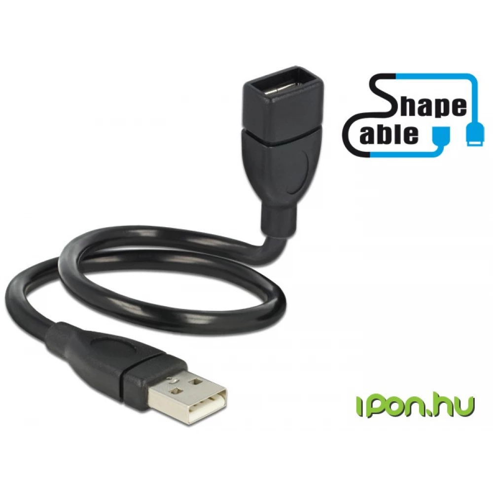 DELOCK USB Hosszabbító Fekete 35cm 83498