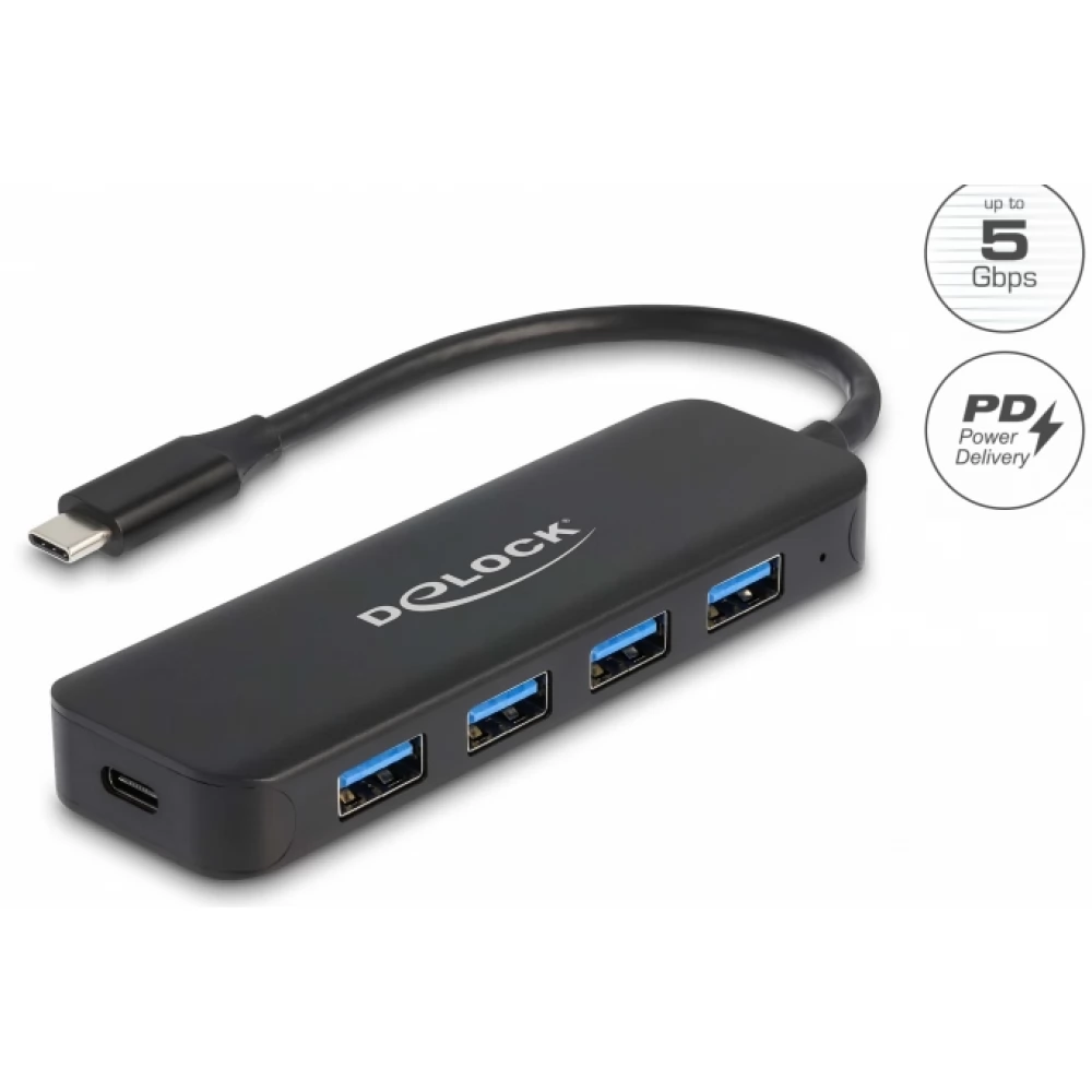 DELOCK USB Type-C Hub 4 Port USB 3.2 Gen 1 Power Delivery-vel 85 Watt