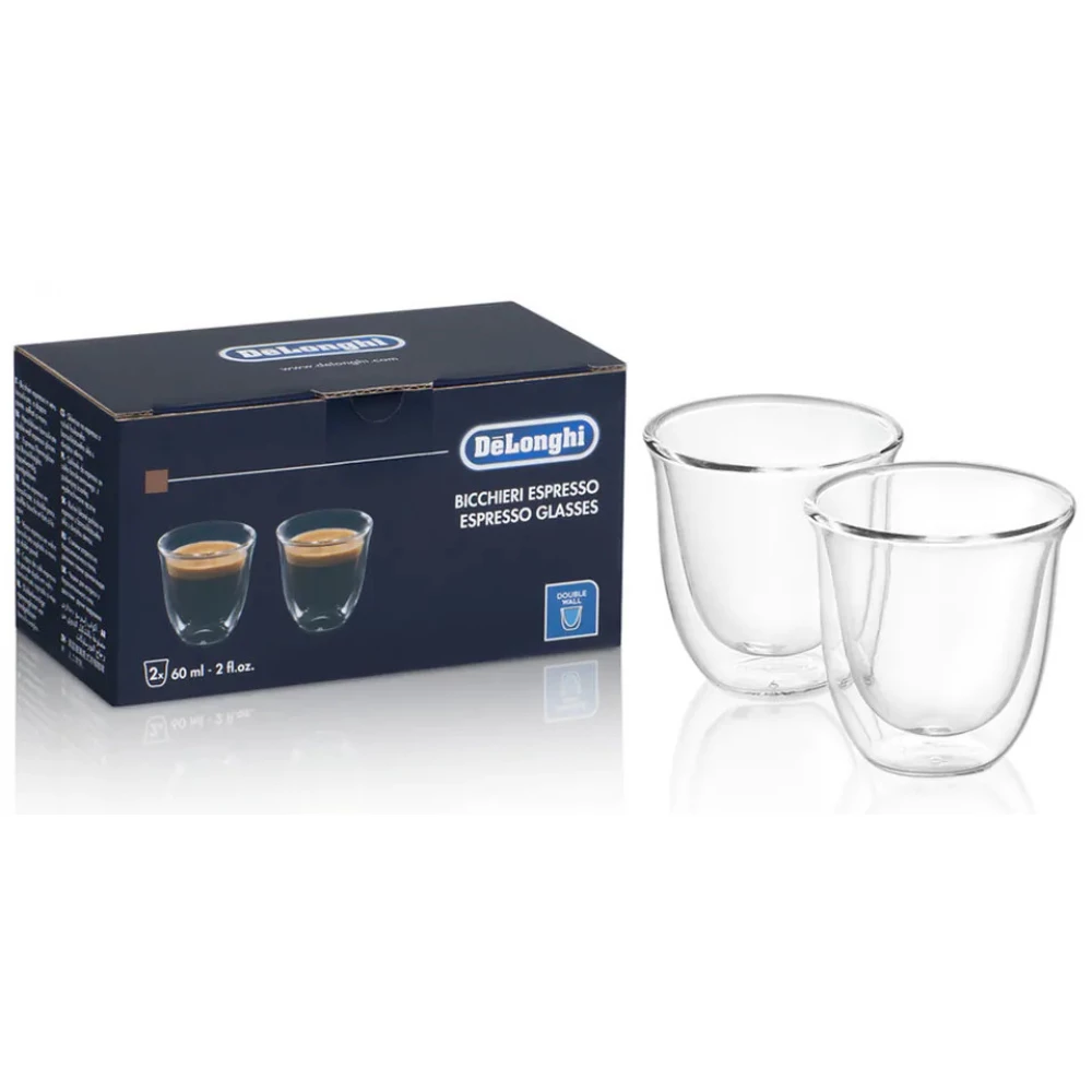 DELONGHI DLSC310 Eszpresszó pohárszett 2 db duplafalu hőálló 300°C 60 ml átlátszó
