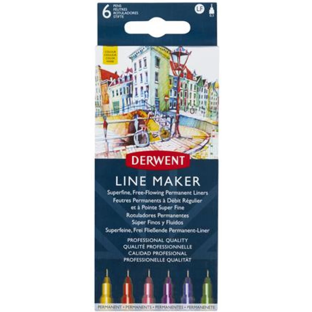 DERWENT Line Marker Tűfilc készlet 0.3 mm 6 különböző szín