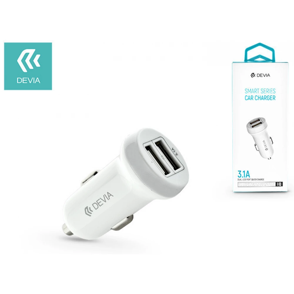 DEVIA Autós gyorstöltő 2xUSB 3.1A fehér