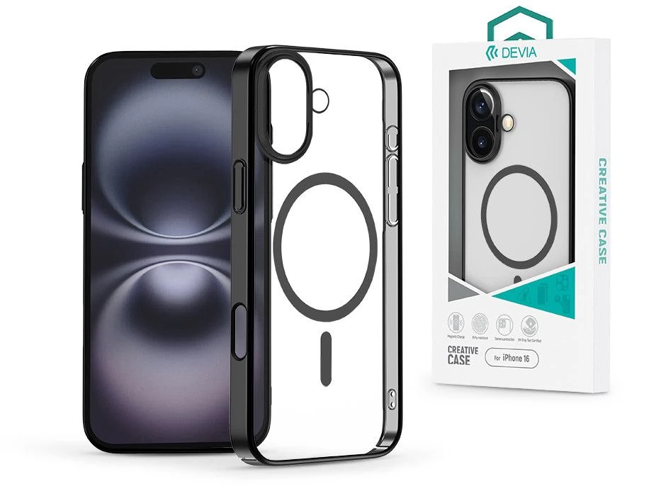 DEVIA Glimmer Magnetic Series tok iPhone 16 fekete