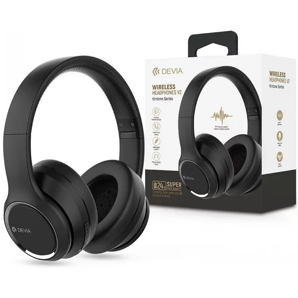 DEVIA Kintone Wireless Bluetooth sztereó fejhallgató beépített mikrofonnal fekete