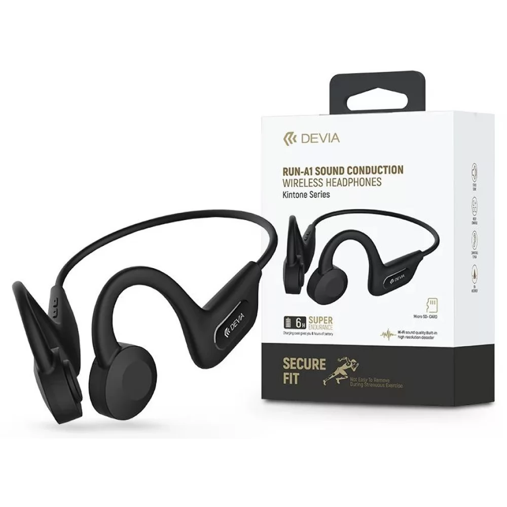 DEVIA Run-A1 csontvezetéses headset microSD kártyaolvasóval fekete
