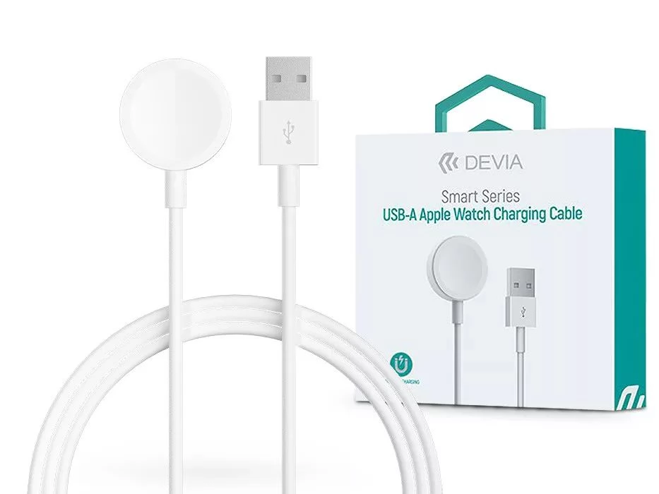 DEVIA Smart Series mágneses töltőkábel Apple Watch-hoz + USB-A kábel fehér