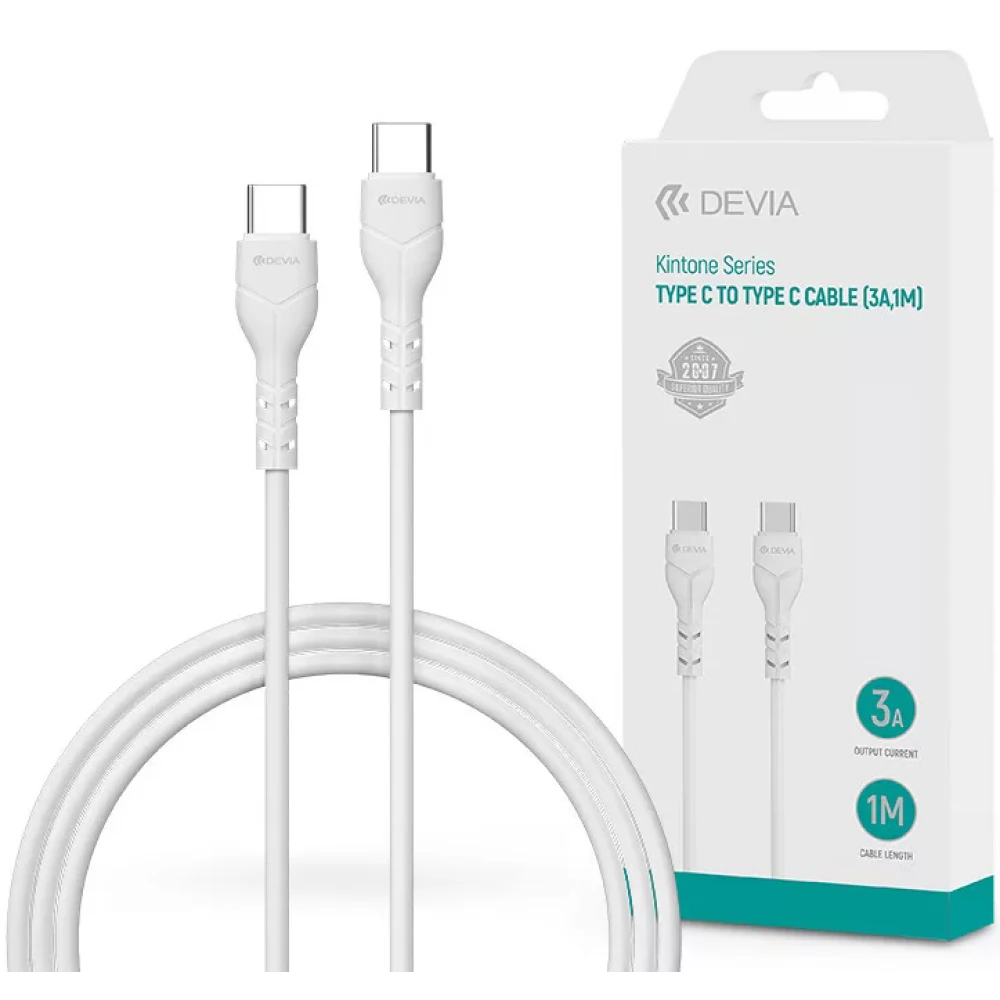 DEVIA USB 2.0 Type C Összekötő Fehér 1m ST379543