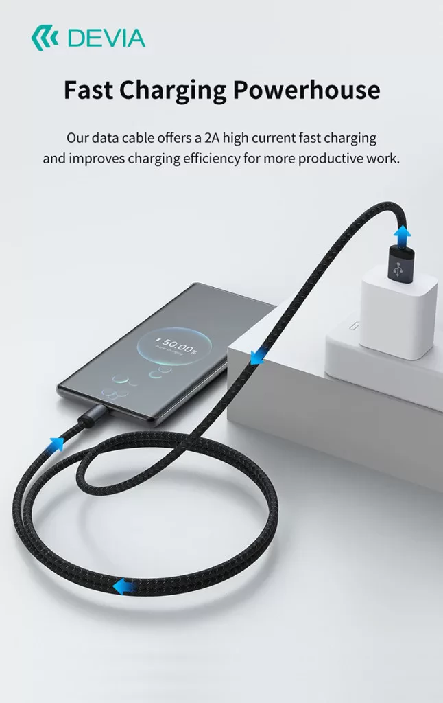 DEVIA USB 2.0 Type C Átalakító Fekete 1m ST108011