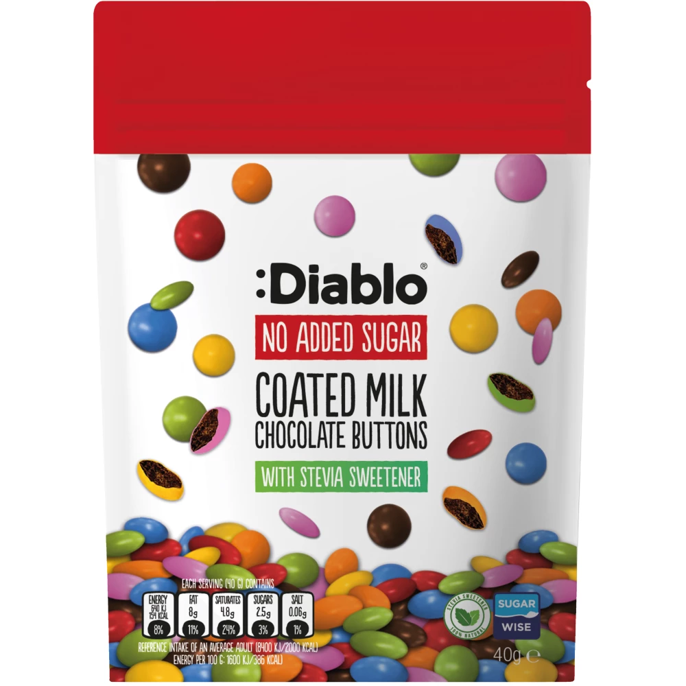 Diablo drazsé tejcsokoládés cukorbevonattal hozzáadott cukor nélkül 40 g